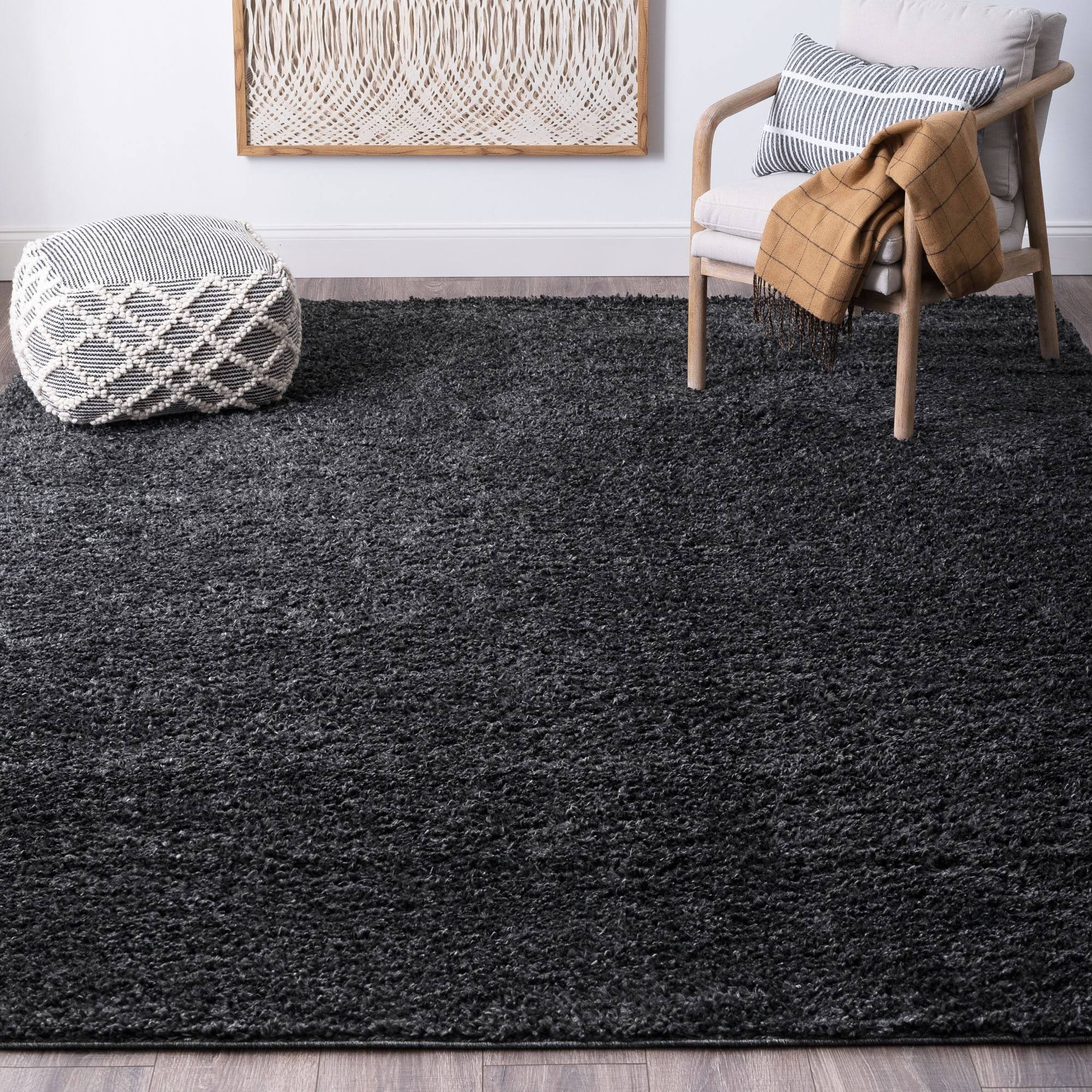 Alise Rugs Sohni Shag Transitional Solid Color Area Rug - Dark Gray - 8'9'' x 12'2'' N3JJOY_UAUA