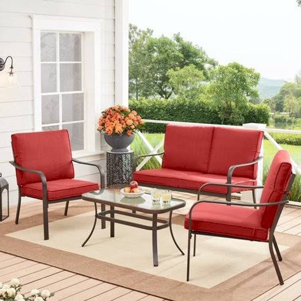 Mainstays Stanton 4-Piece Outdoor Patio Conversation Set, Red, 33UFGY_ZHRS