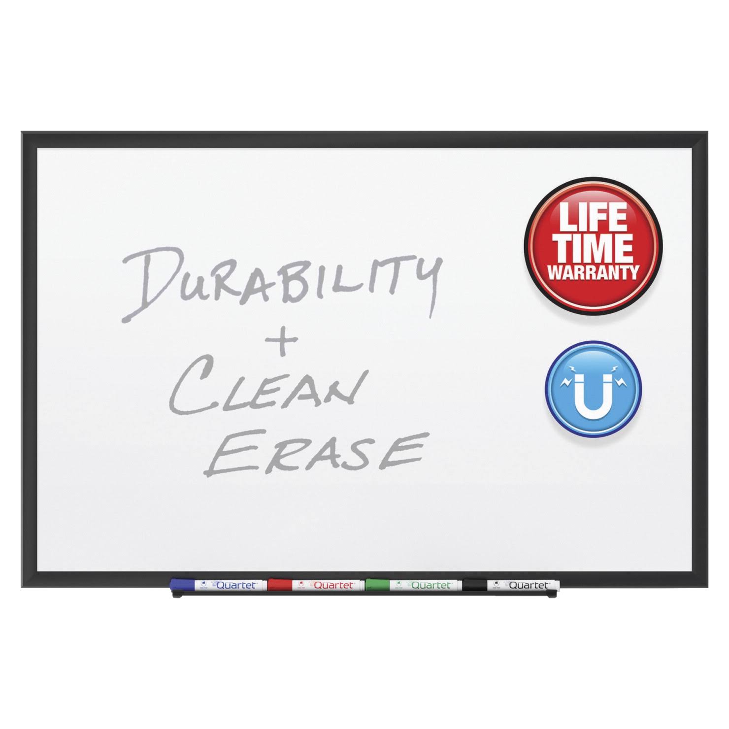 Quartet Duramax Porcelain Magnetic Whiteboard, Black Aluminum Frame, TNLAH5_72DM