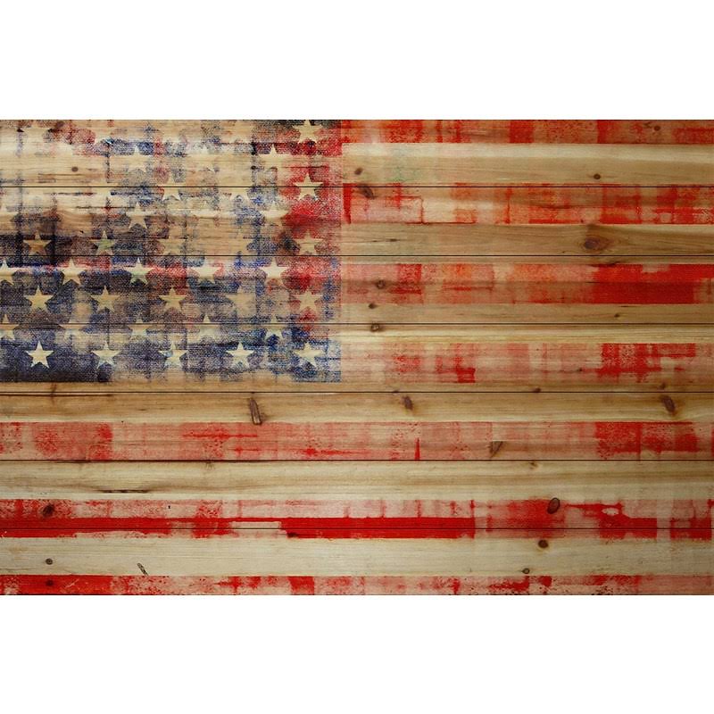 Marmont Hill 'American Flag' Painting Print on Natural Pine Wood, Size: 16 inch x 24 inch, MZTU1C_TGKT
