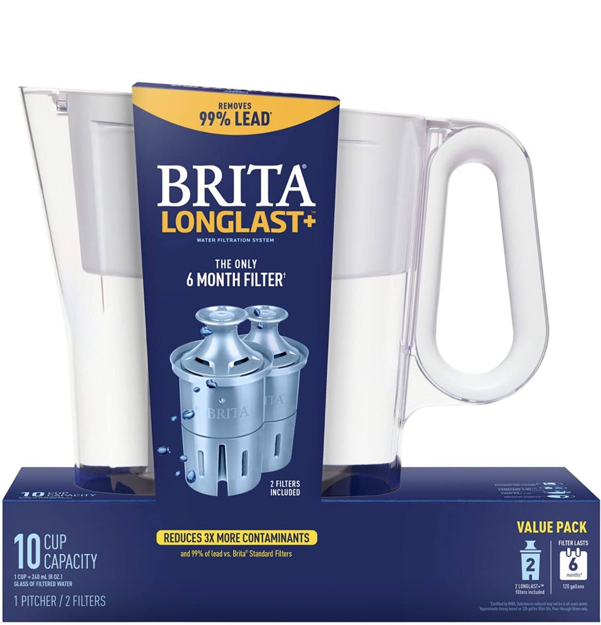 Brita Large 10-Cup Water Filter Pitcher with 2 Longlast+ Filters, SZI04S_IKBQ