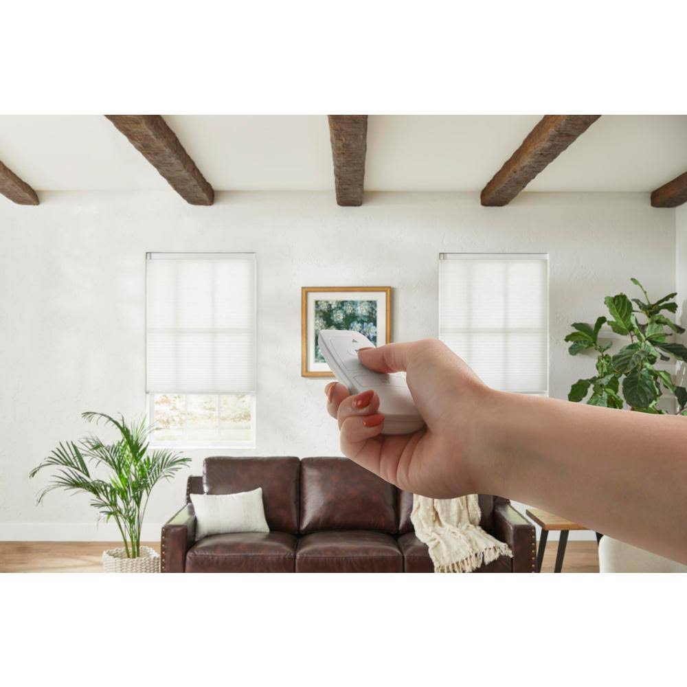 Home Decorators Collection White Cordless Light Filtering Motorized Cellular Shade with Remote Control-64.5 in. W x 48 in. L, FRDA9C_IVIA