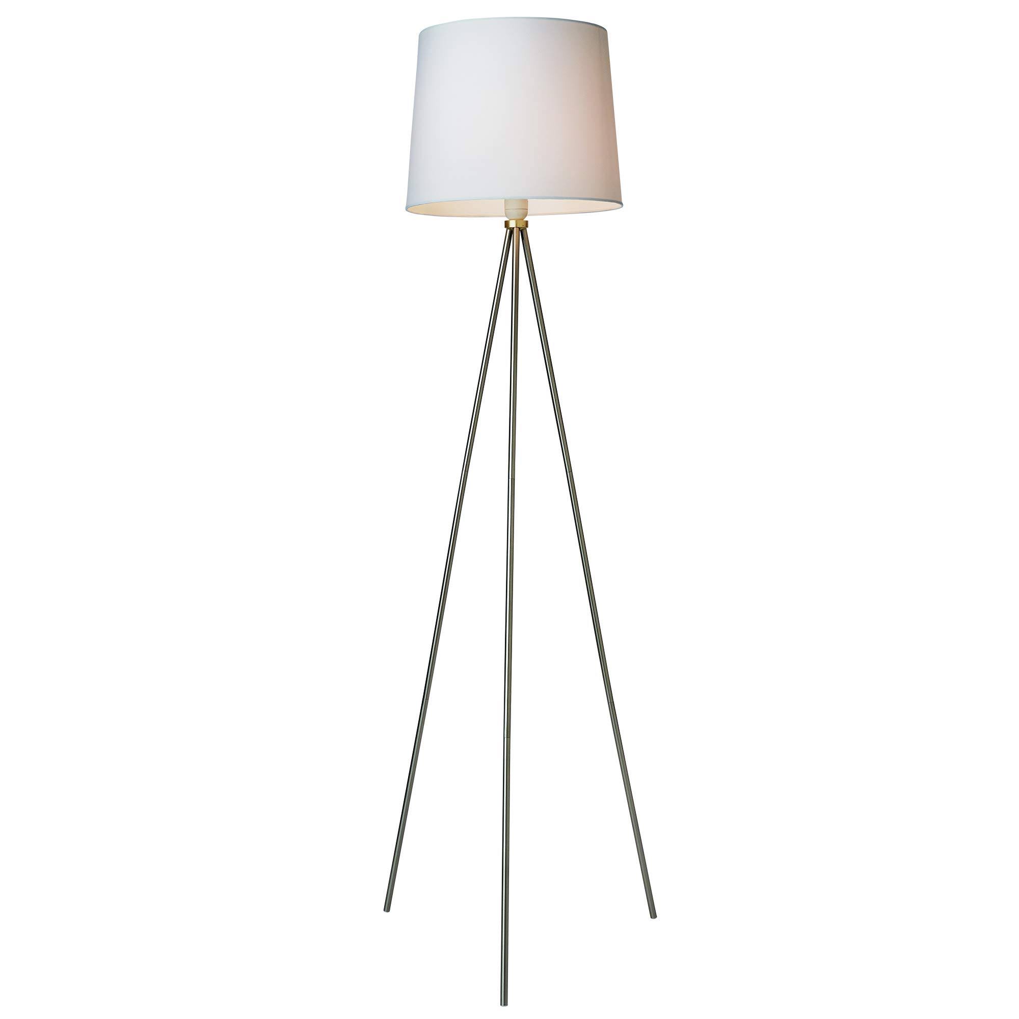 Newhouse Lighting Alexandria Contemporary Tripod Floor Lamp with White Lamp Shade E26 Light Socket - Free LED Bulb G68IA1_X709
