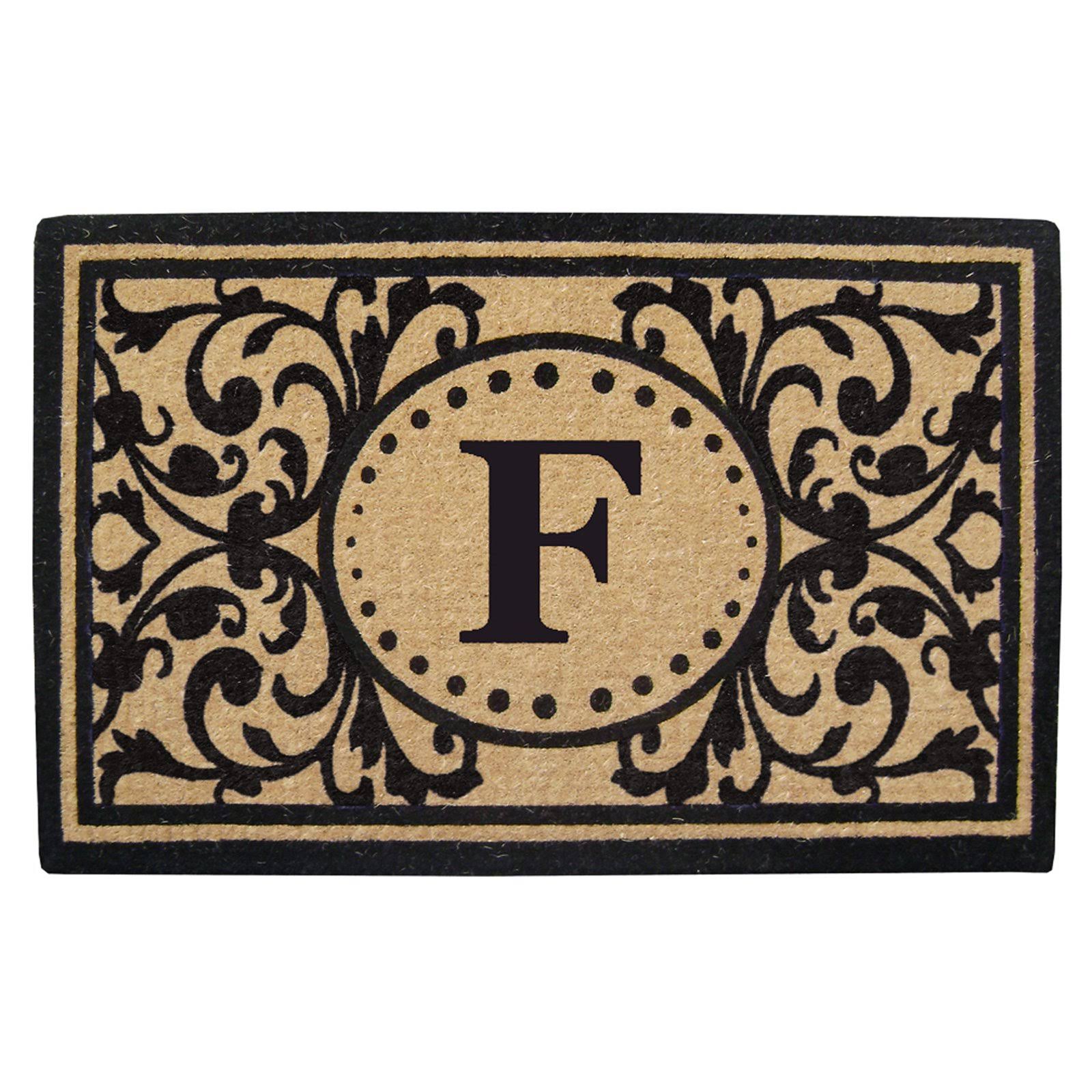 Nedia Home Monogrammed F Heritage Heavy Duty Coco Mat, 30  OGXZCD_FQZL