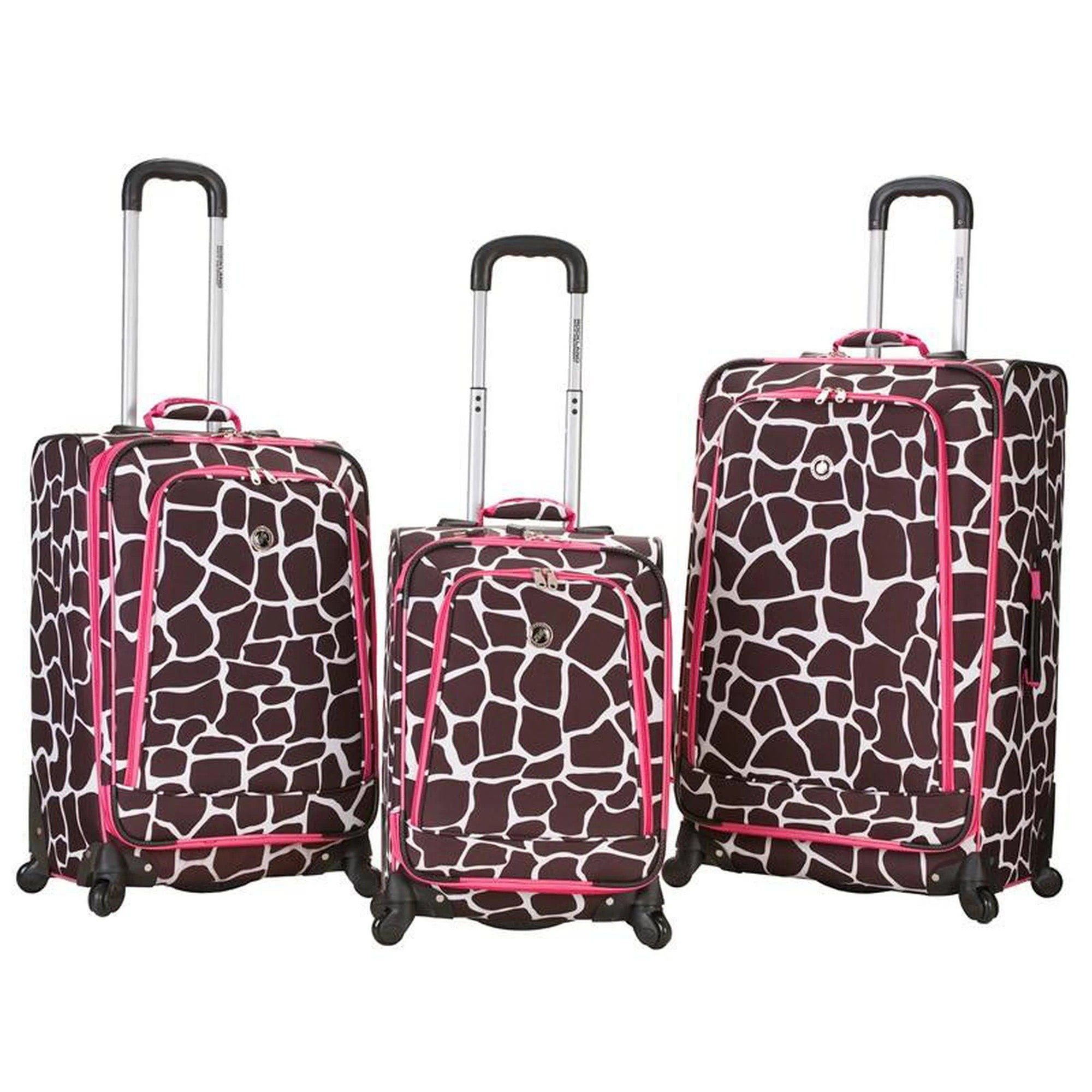Rockland Fusion 3 Piece Spinner Luggage Set - Pink SRRDDH_NH4O