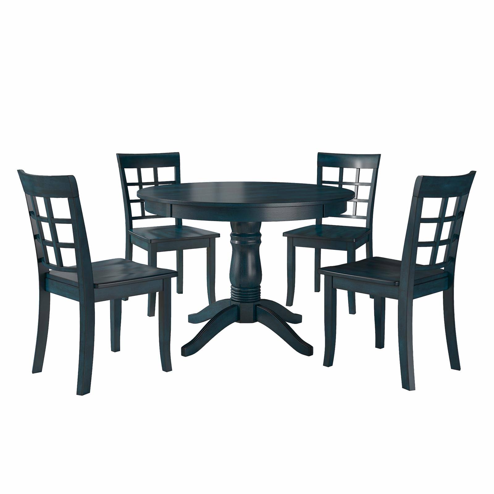 Weston Home Lexington 5 Piece Round Dining Table Set with Window Back Chairs, Antique Dark EDE7RE_A8FG