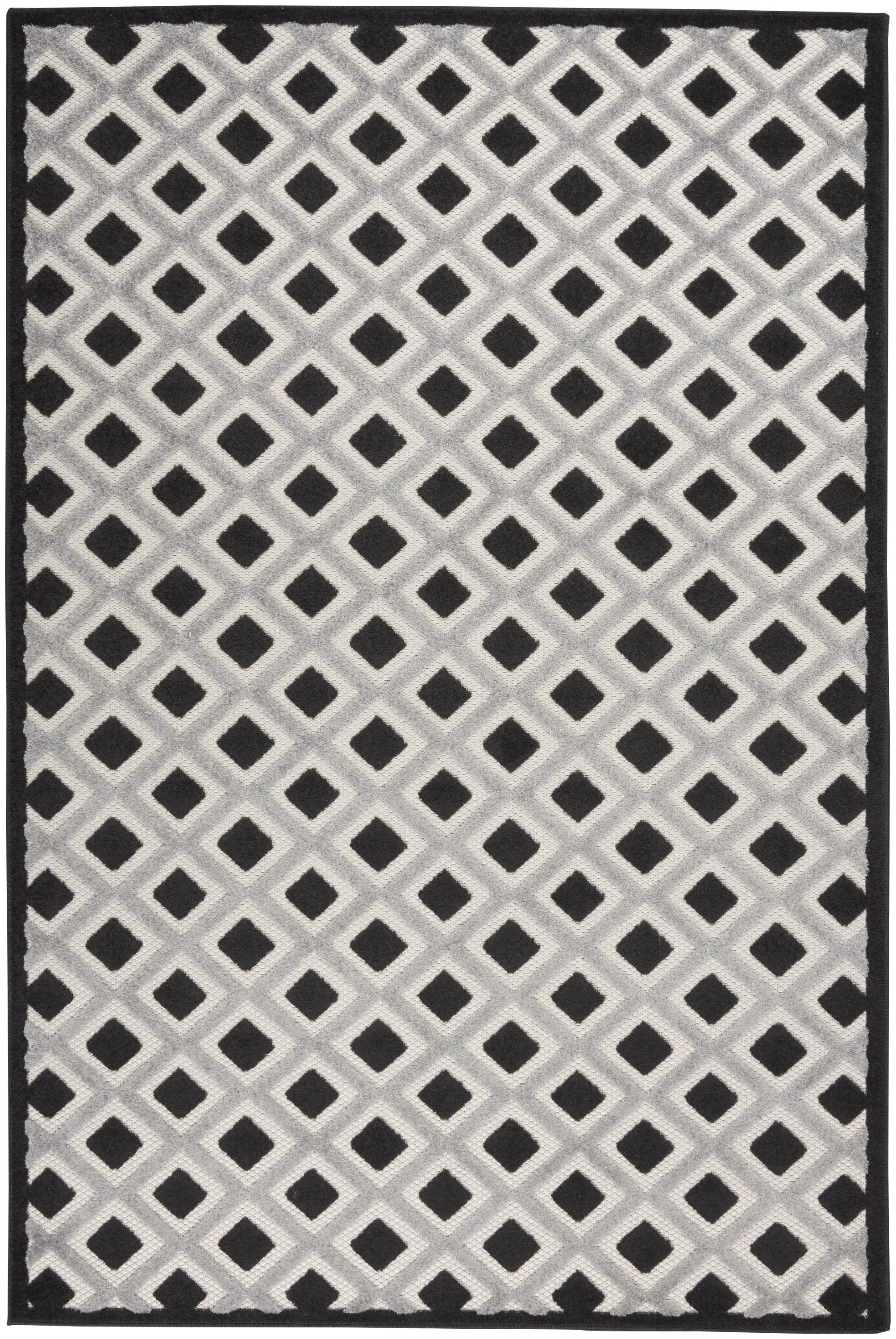 Nourison Aloha ALH26 Area Rug | Black White | 5'XT3SQD_CTVF