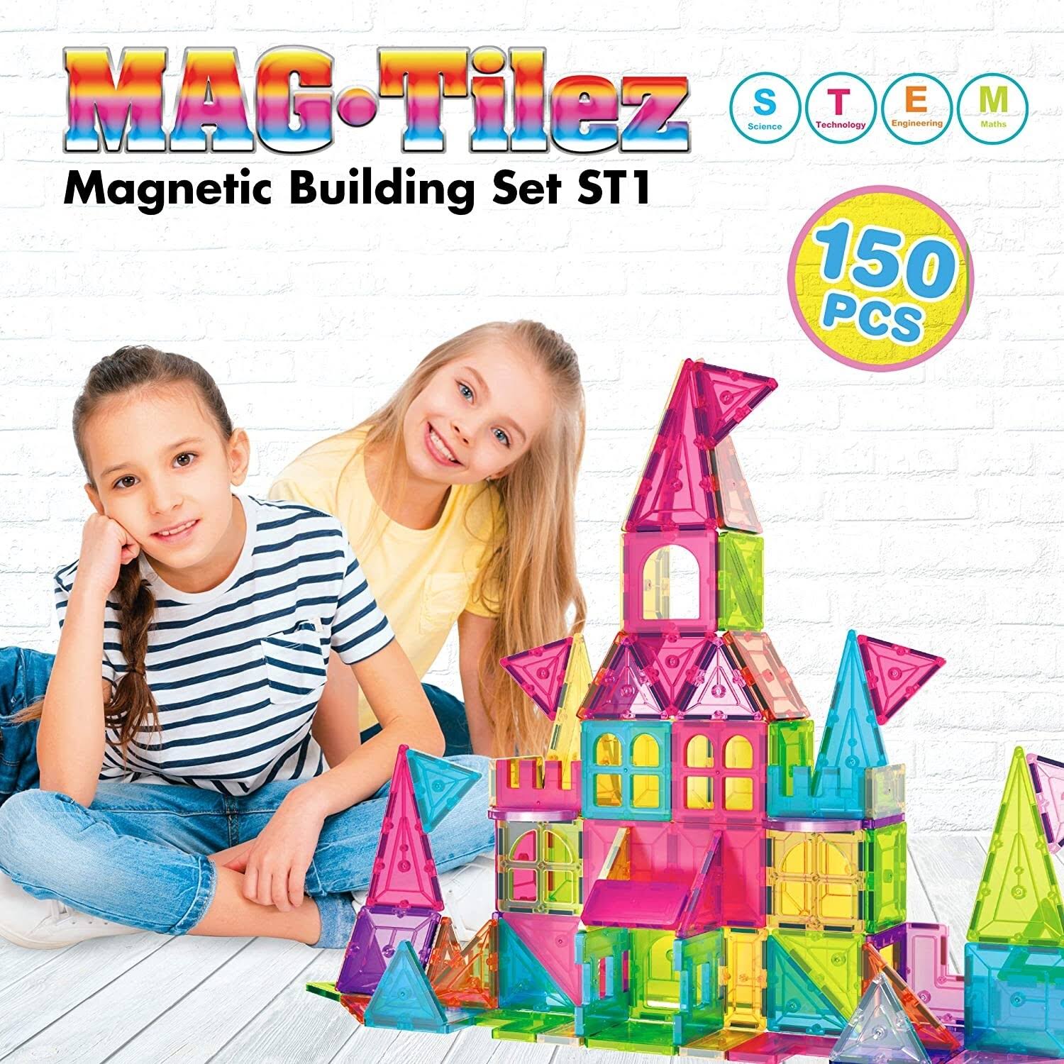 Contixo ST1 150-Piece Magnetic Building Tiles 3D Blocks Kit 559OSC_QVXT