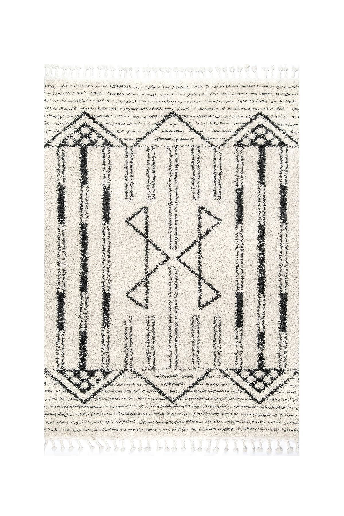 nuLOOM Rugs Janna Geometric Striped Tassel Off White 4' x 6' Area QQVLV8_HG6W