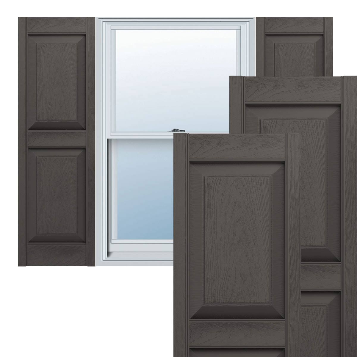 Ekena Millwork LP2S12X06300MS Lifetime Vinyl, Standard Two Equal Panels, Raised Panel Shutters with Shutter-Loks (Per Pair), V3KGVA_7RF7