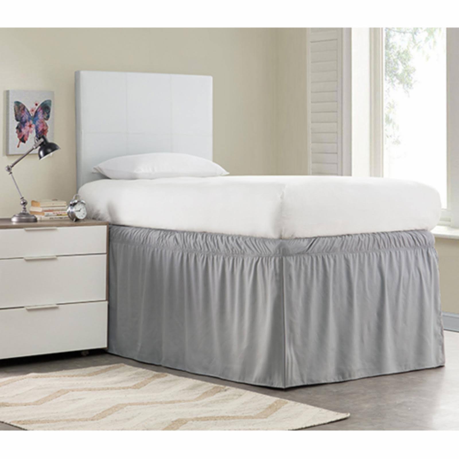 Ruffled Dorm 32-Inch Drop Bed Skirt - Alloy - Twin TRVBTI_MC8F