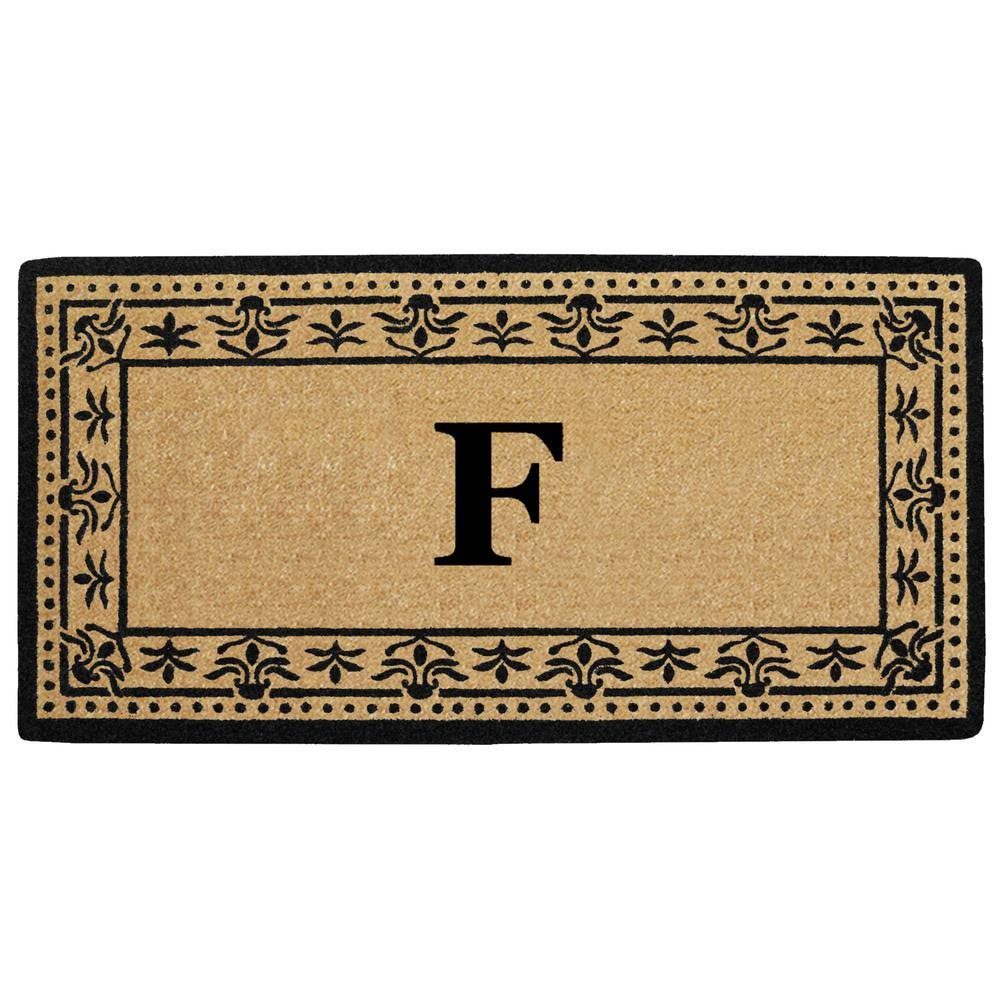 Nedia Home O2193F 22 x 36 in. Corinthian Heavy Duty Coir Door Mat Monogrammed F - OJIE6V_8SRP