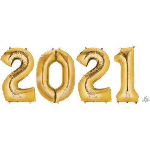 Gold 2021 Number Balloon Bunch Flat Packed- No YXFROB_C3YN