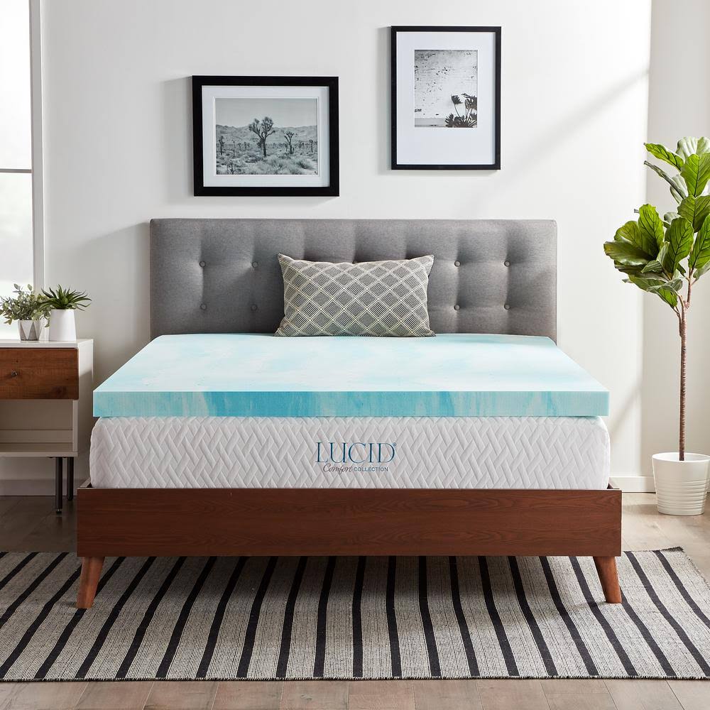 Lucid Comfort Collection 3 in. Twin Gel Swirl Memory Foam Mattress Topper, C1RGQX_CRTI