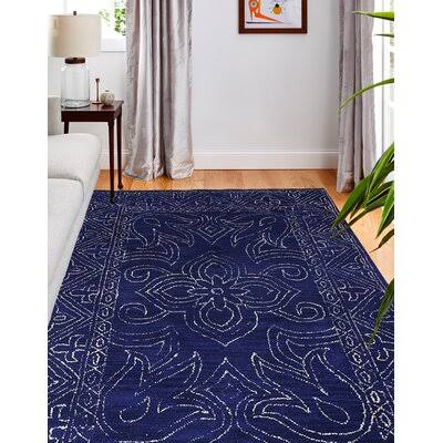 Banneker Hand Tufted Wool Navy Blue Rug Rug Size: Rectangle 5' x 7'6  K0JHSK_IQI5