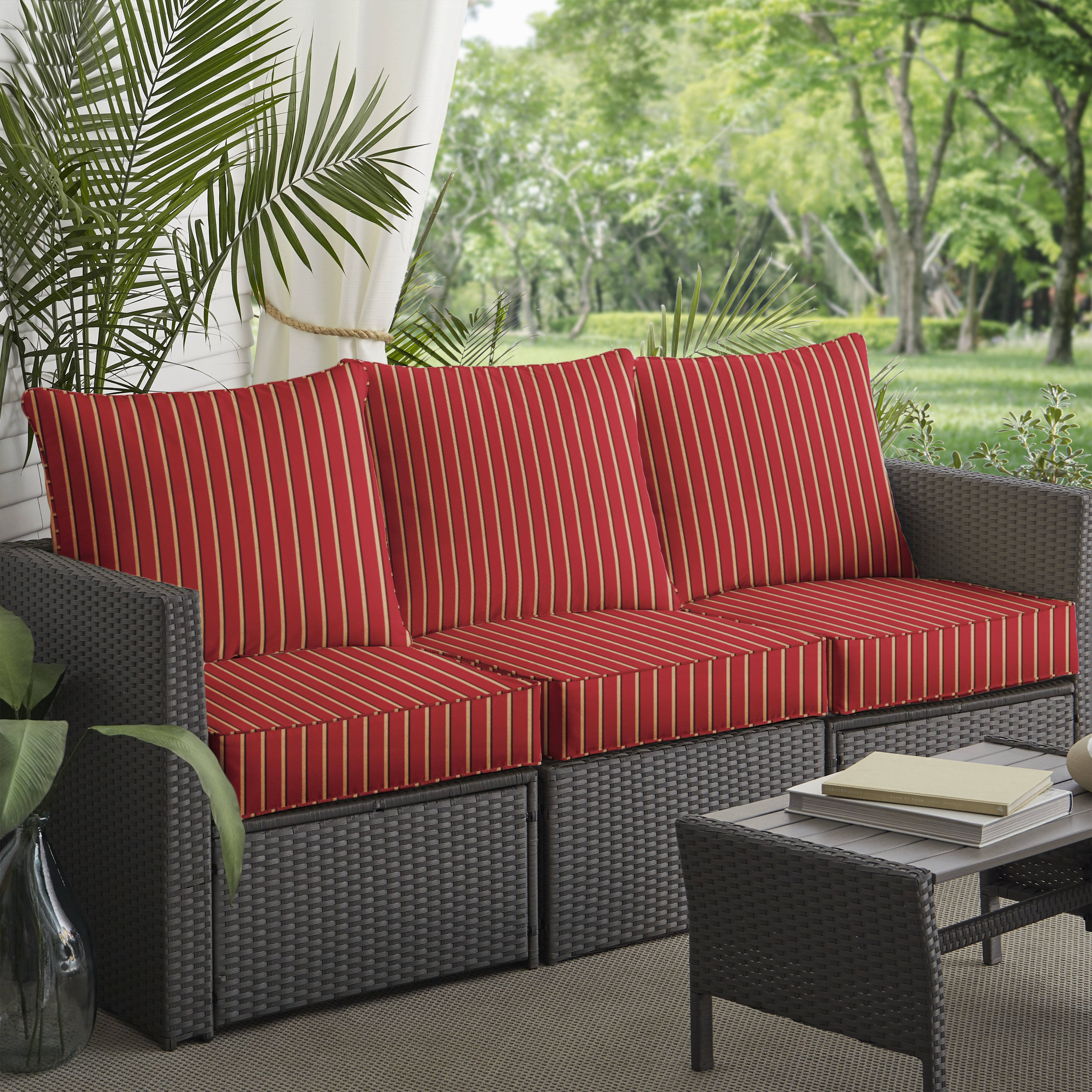 Mozaic Clara Indoor/ Outdoor Wicker Sofa Cushion Set Made with Sunbrella ZHXGE0_O7V8