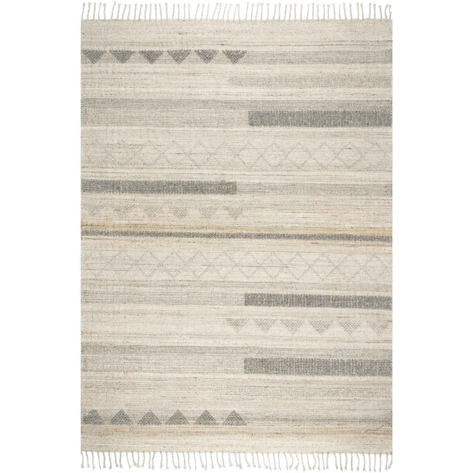 nuLOOM Geometric Stripes Tassel Beige 8 ft. x 10 ft. Wool Indoor Area B0BHMN_JYPK nuLOOM Geometric Stripes Tassel Beige 8 ft. x 10 ft. Wool Indoor Area B0BHMN_JYPK
