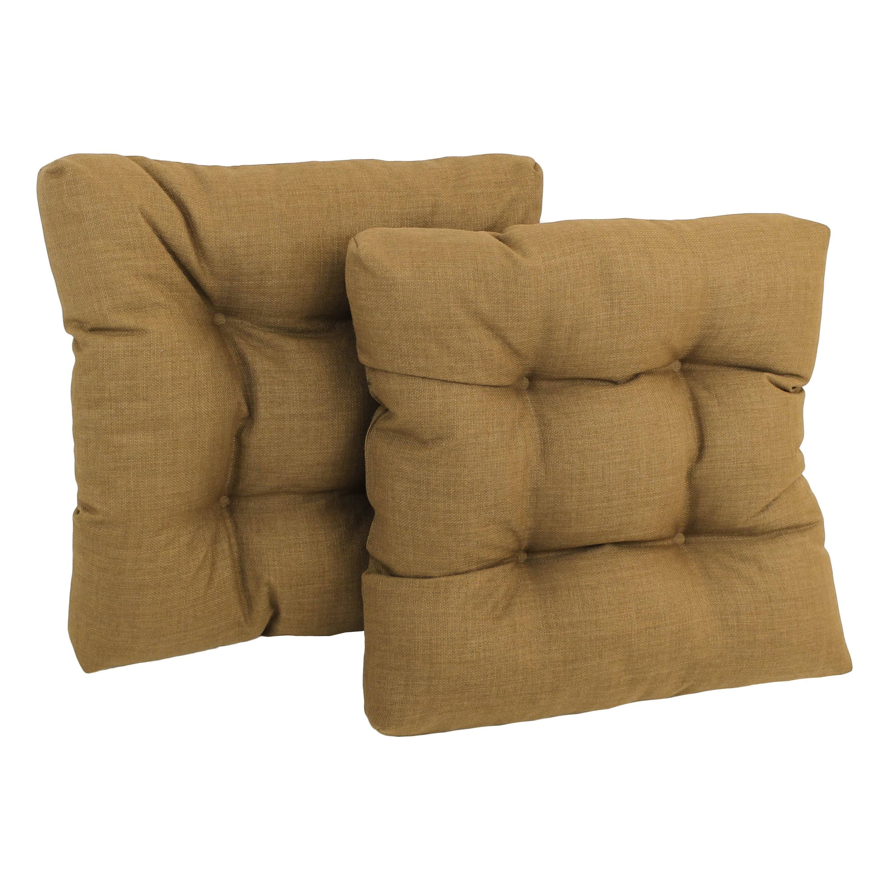 Blazing Needles 19-inch Squared Spun Polyester Tufted Dining Chair Cushion (Set of Two) - KA4XBX_STRV