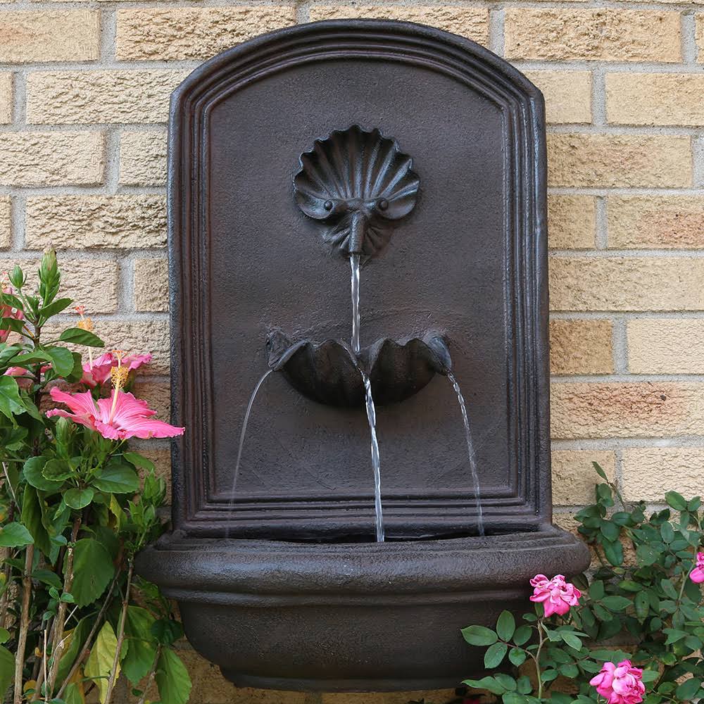 Sunnydaze Seaside Outdoor Wall Fountain, with Electric Submersible Pump 27-Inch, Iron JBGDS5_5CQ8