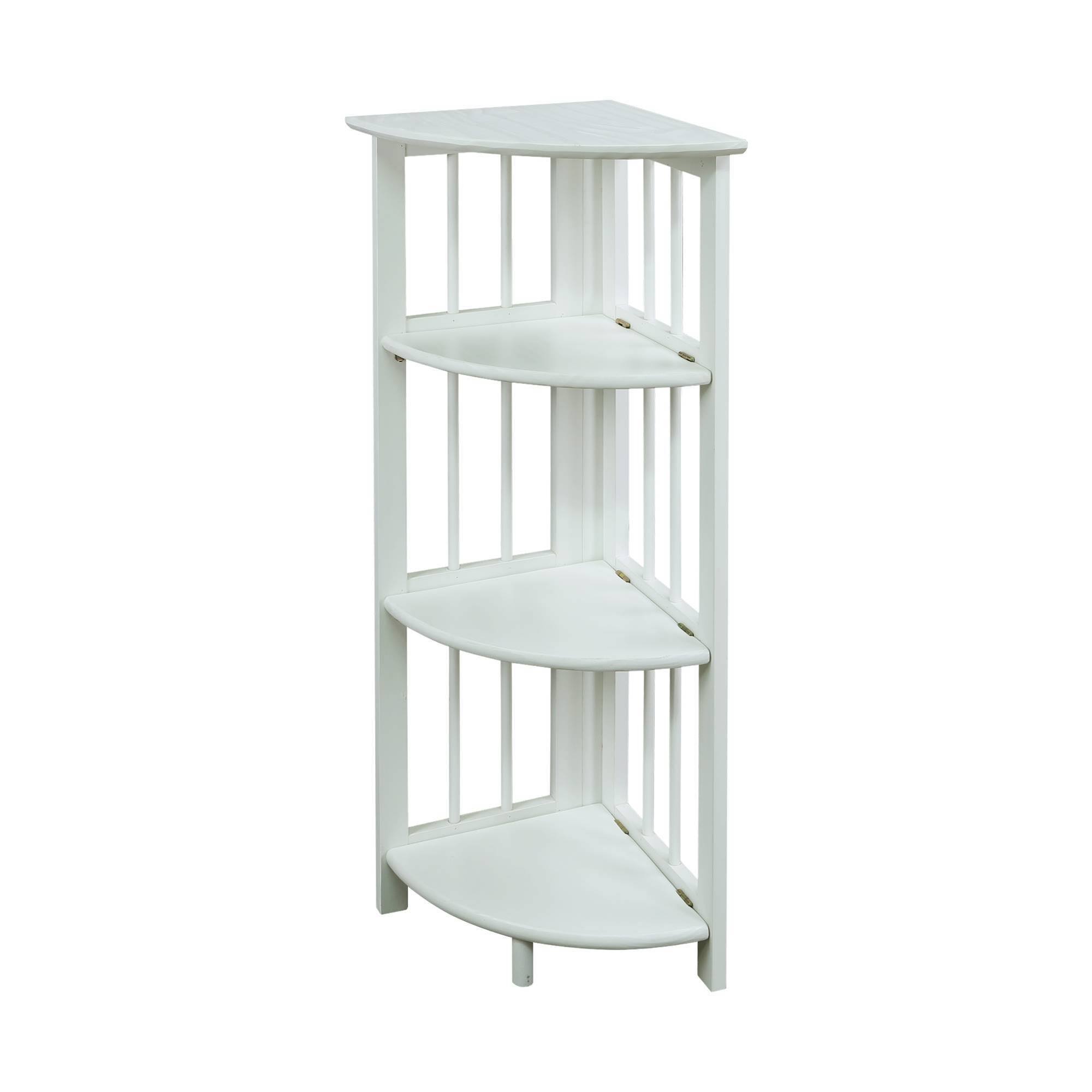 Flora Home 4-Shelf Corner Folding Bookcase, White  QGSOFH_5B9B