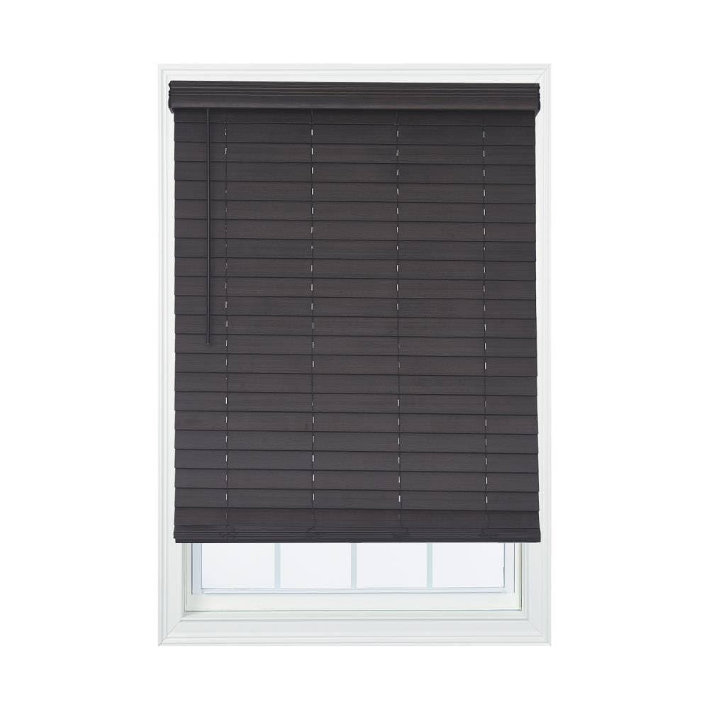 Allen + Roth 2.5-in Slat Width 24.25-in x 72-in Cordless Walnut Faux Wood Room Darkening Horizontal Blinds in Brown | DFHSD3072- QLUZJF_87JX