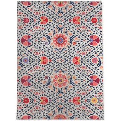 Lesquin Floral Pink/Navy/Orange Area Rug Ebern Designs Rug Size Rectangle 9' x 12' 4LEDYI_WPQN
