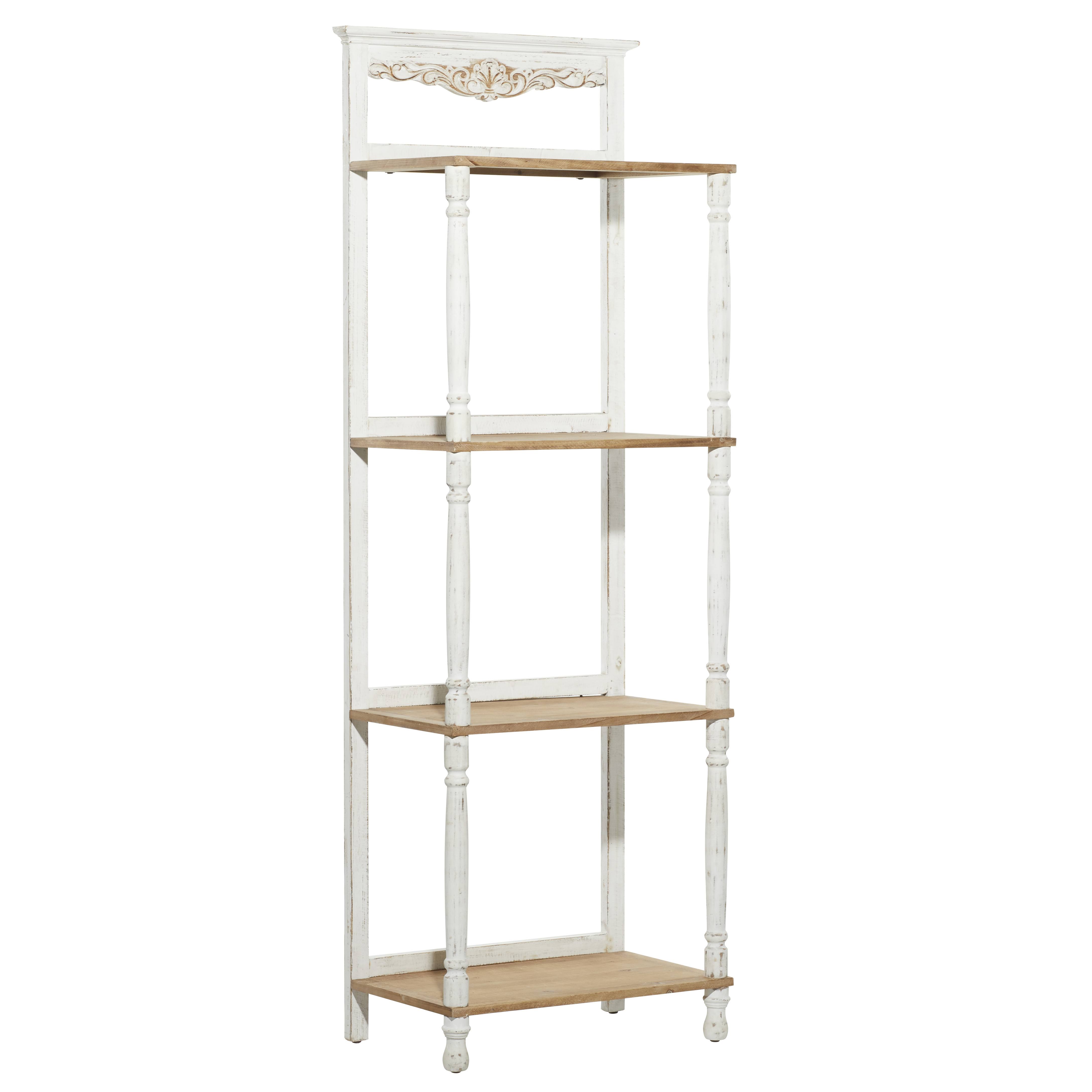 White Wood Farmhouse Shelving Unit 71 x 25 x 14 - KJANCG_3CY4