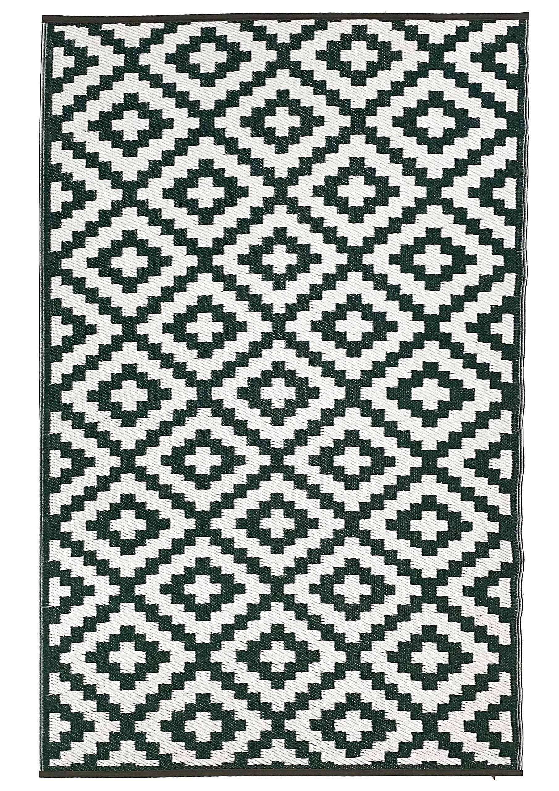 Nirvana Forest Green White Outdoor Rug - 6 x YCDF8U_CIWZ