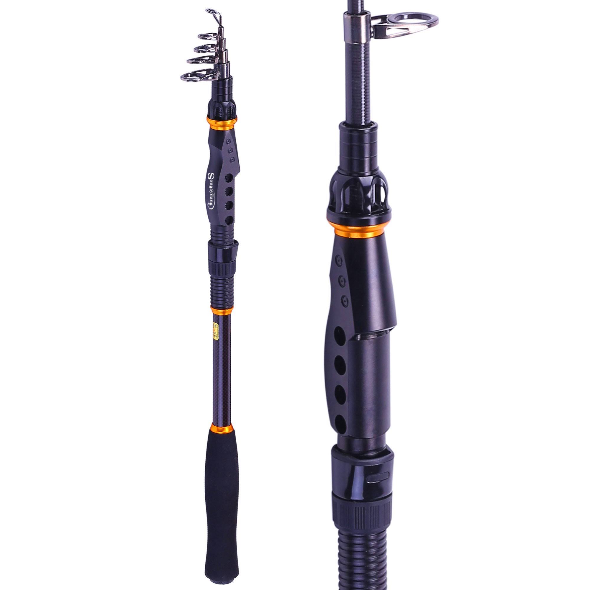 Sougayilang Fishing Rod Graphite Carbon Fiber Portable Spinning Telescopic Fishing Pole for Boat Saltwater and 3S1TMQ_2SB1