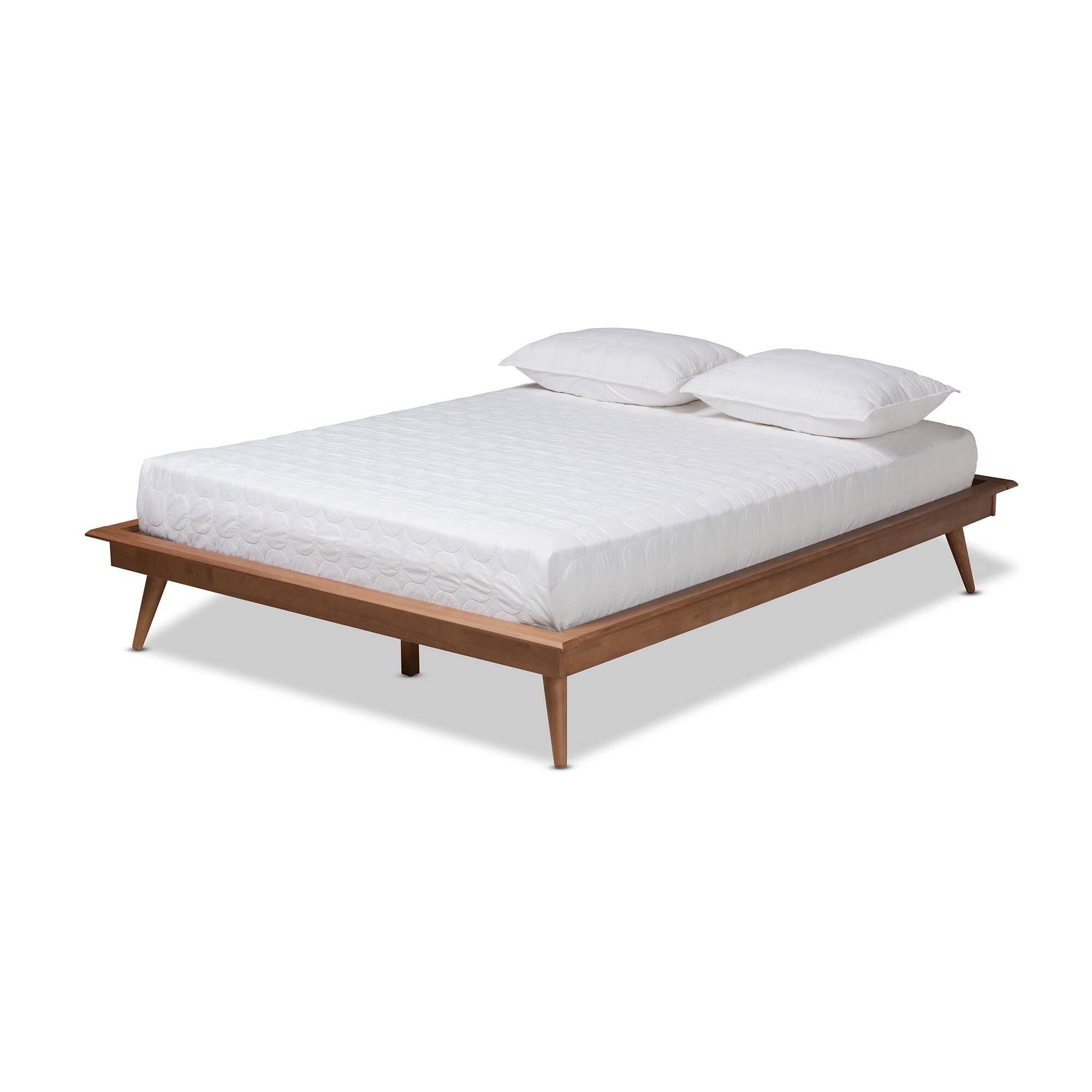 Baxton Studio Karine Mid-Century Modern Walnut Brown Finished Wood Queen Size Platform Bed WMNYCV_2ERG