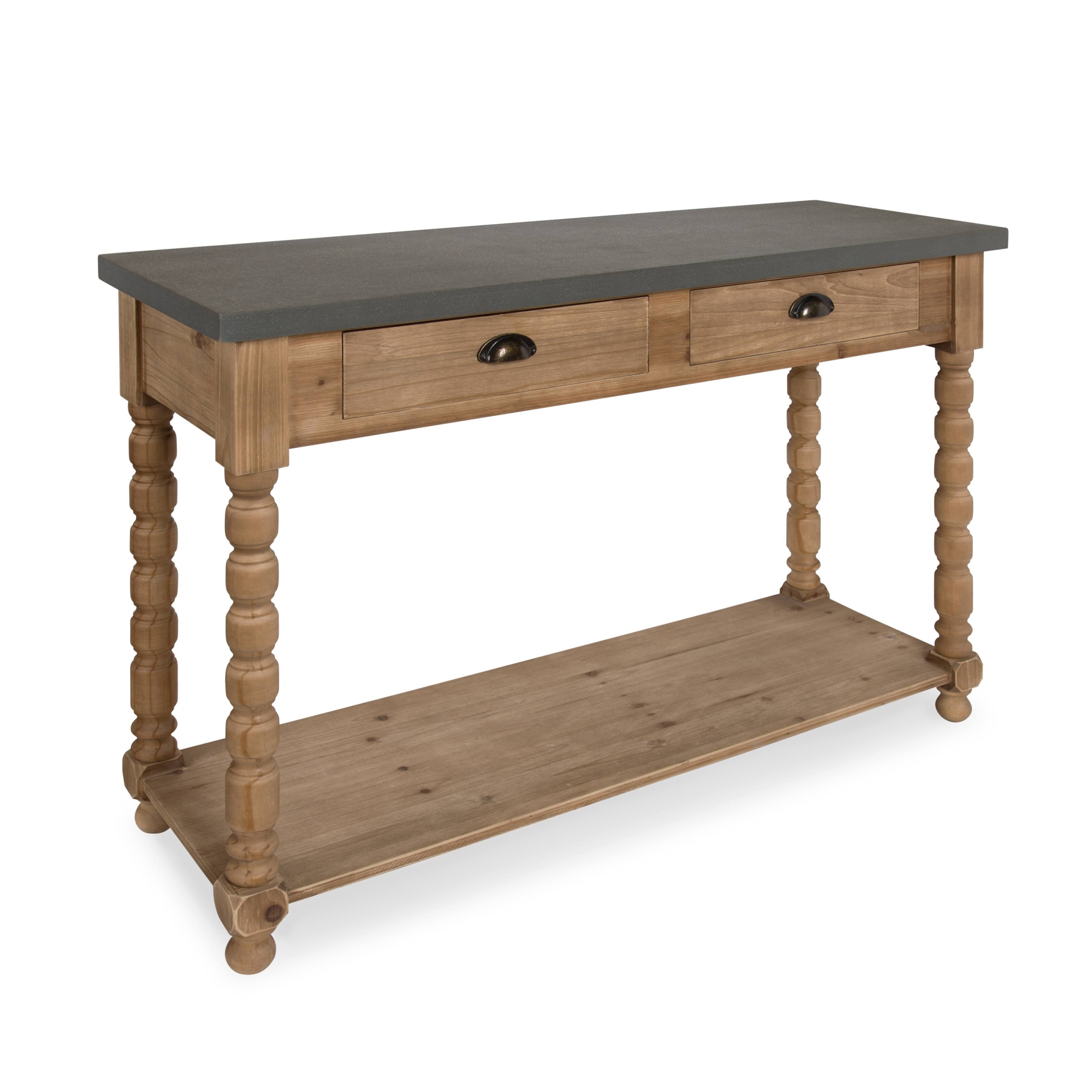 Kate and Laurel Rutledge Farmhouse Chic Two Drawer Console Table Rustic Wood Base and Concrete Gray WZYDGK_L6FZ Kate and Laurel Rutledge Farmhouse Chic Two Drawer Console Table Rustic Wood Base and Concrete Gray WZYDGK_L6FZ