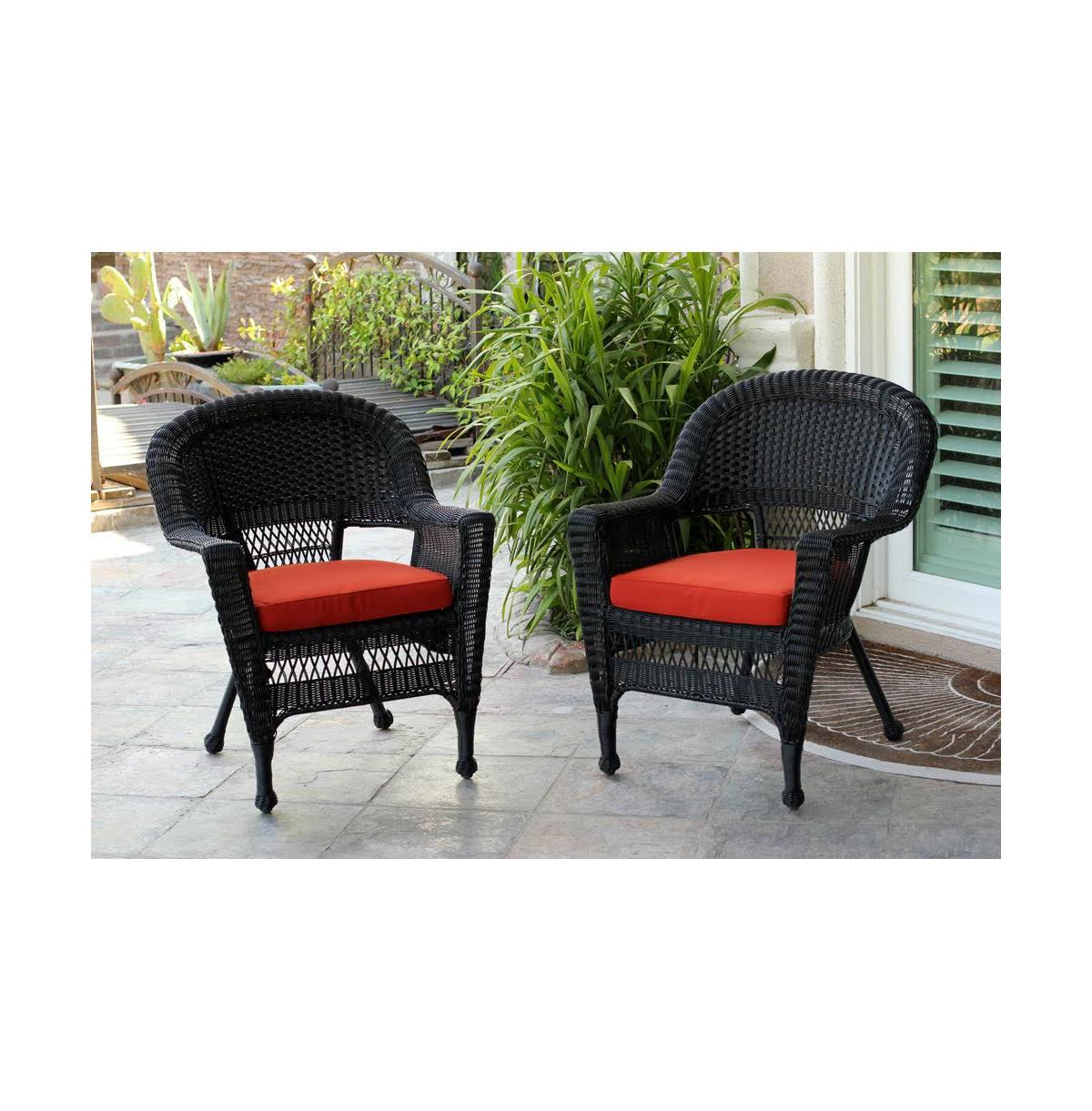 Jeco W00207-C_2-FS018-CS Black Wicker Chair with Brick Red L2TH4D_YTR2