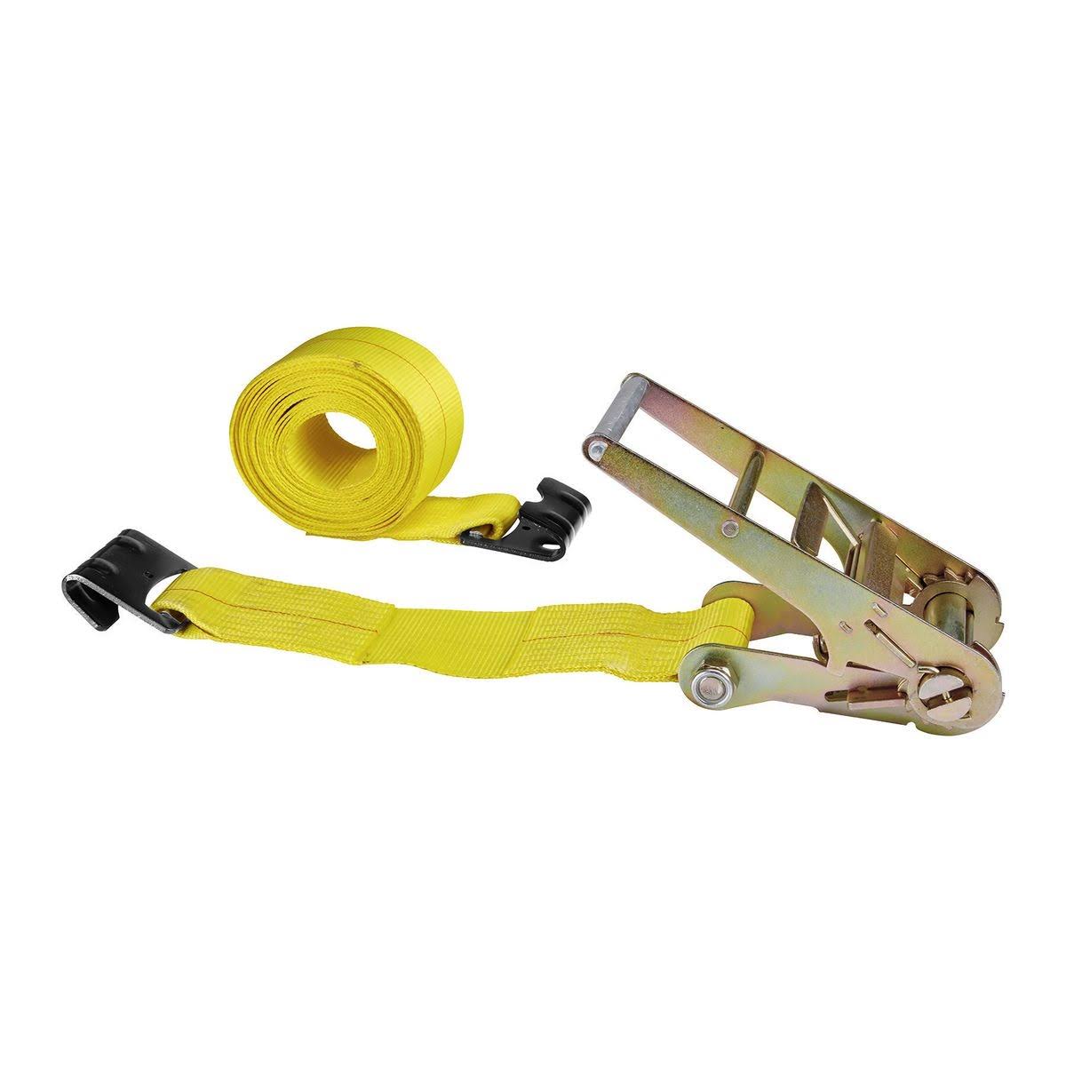 HAUL-MASTER 4 in. x 27 ft. Ratcheting Cargo Strap with Flat Hook EG9MUO_OBBV