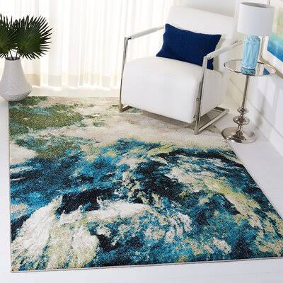 Dowlen Abstract Navy/Green Area Rug 17 Stories Rug Size Rectangle 10'ID5OHJ_TSN3