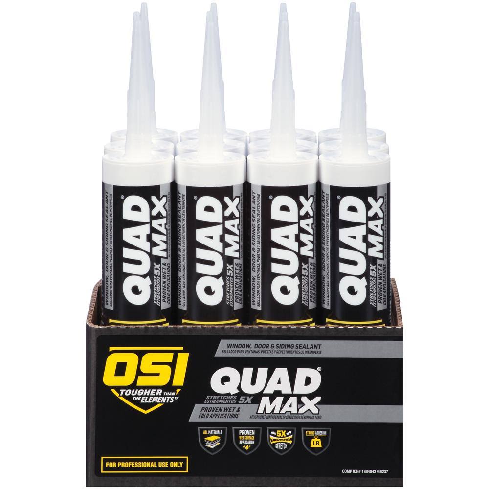 OSI Quad Max 9.5 fl. oz. Gray #555 Exterior/Interior WINDOW, DOOR, and Siding Sealant (12-Pack) UBJZUG_ULOZ