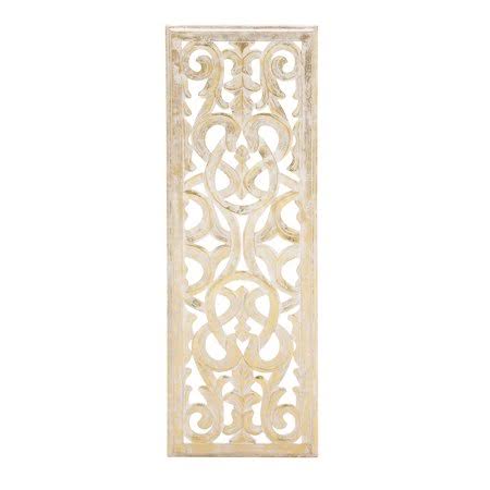 Monroe Lane Traditional Carved Scroll And Flourish Design Wooden Wall Panel - DAZRXD_ETMT