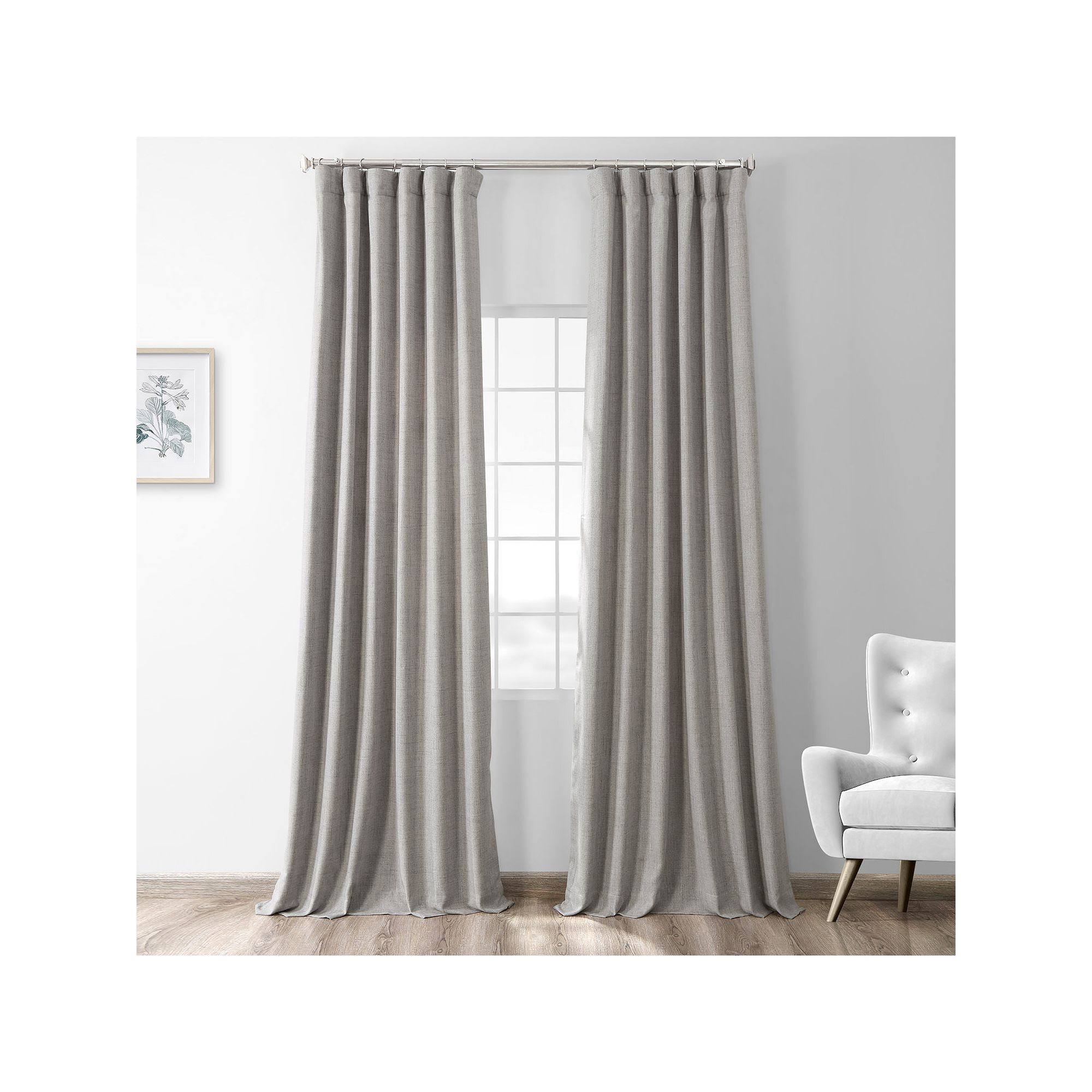 Steely Grey Thermal Room Darkening Heathered Italian Woolen Weave Curtain,Half Price 5NUKWA_B4AZ