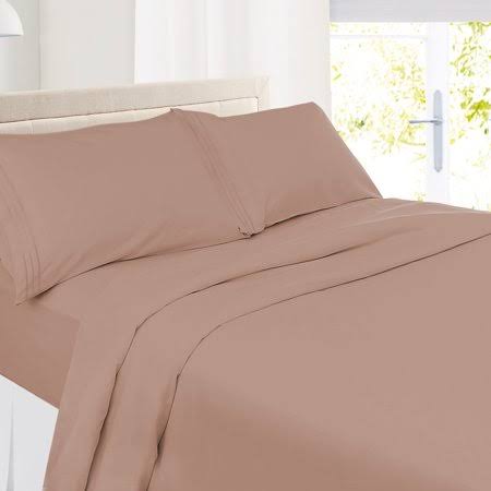 Clara Clark Premier 1800 Collection Deluxe Microfiber 3-Line Bed Sheet Set, Cal King size, Taupe Sand, Size California 2NHATA_ZKE1