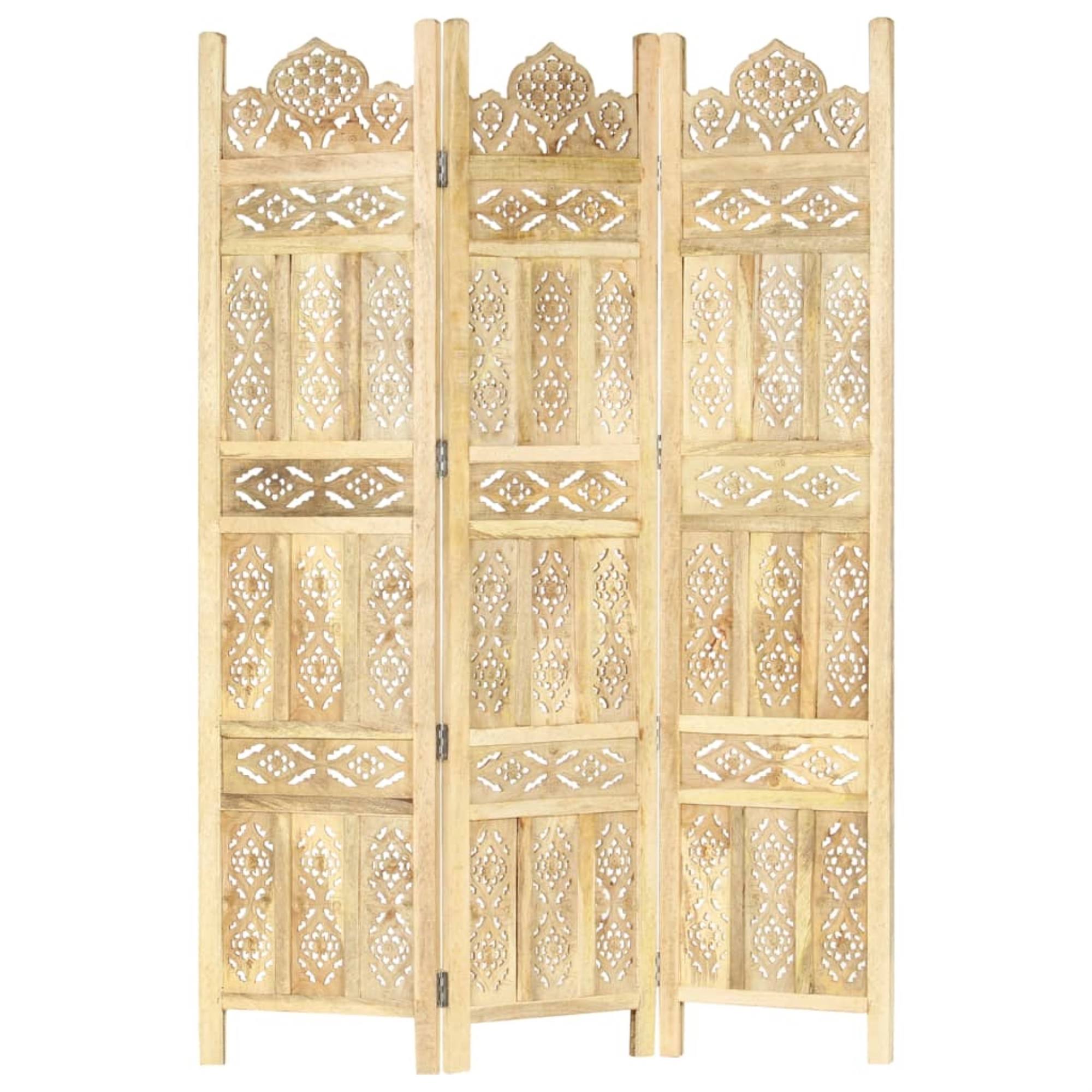 vidaXL Hand Carved 3-Panel Room Divider 47.8BD5P0_ETMQ