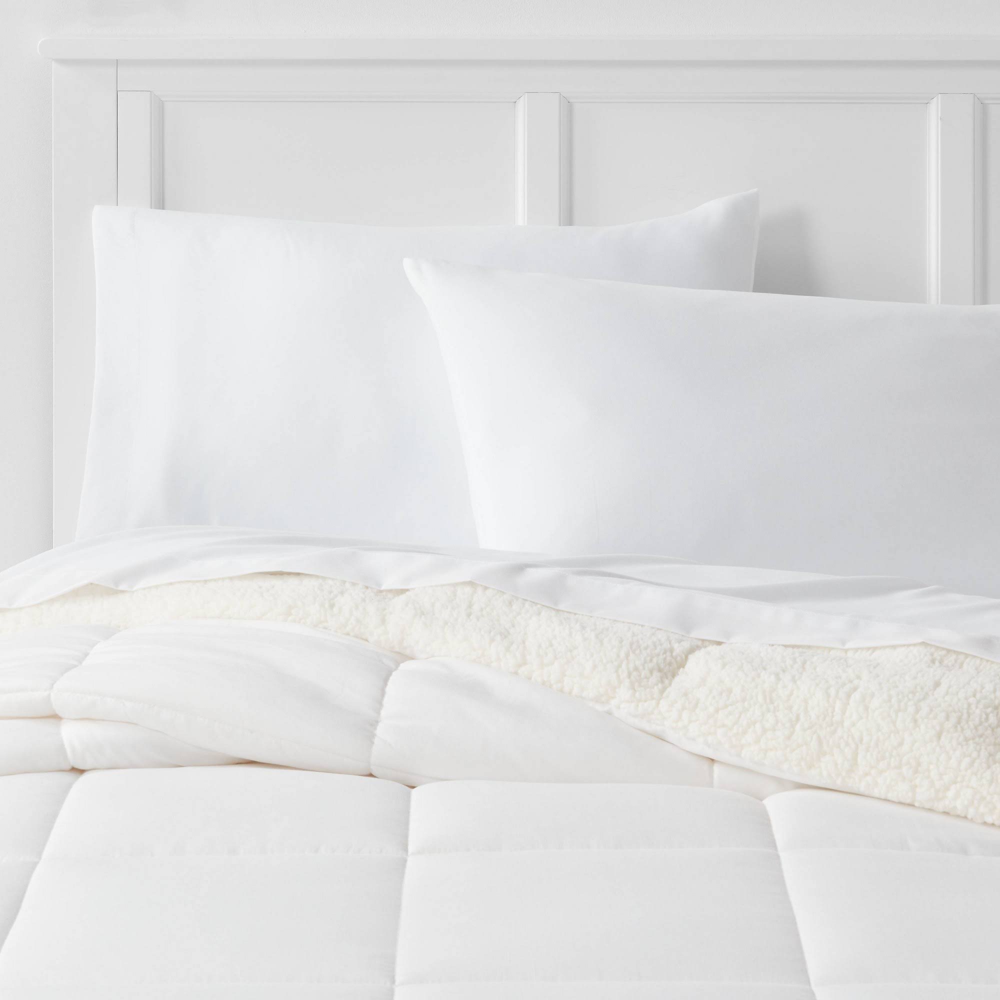 Full/Queen Sherpa Washed Microfiber Comforter White - Room VQ56IX_SAZU