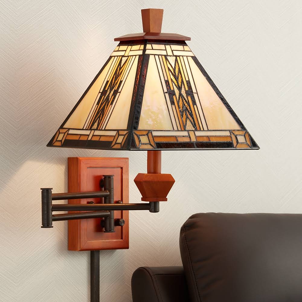 Walnut Mission Collection Plug-In Swing Arm Wall INQFMH_3IV6