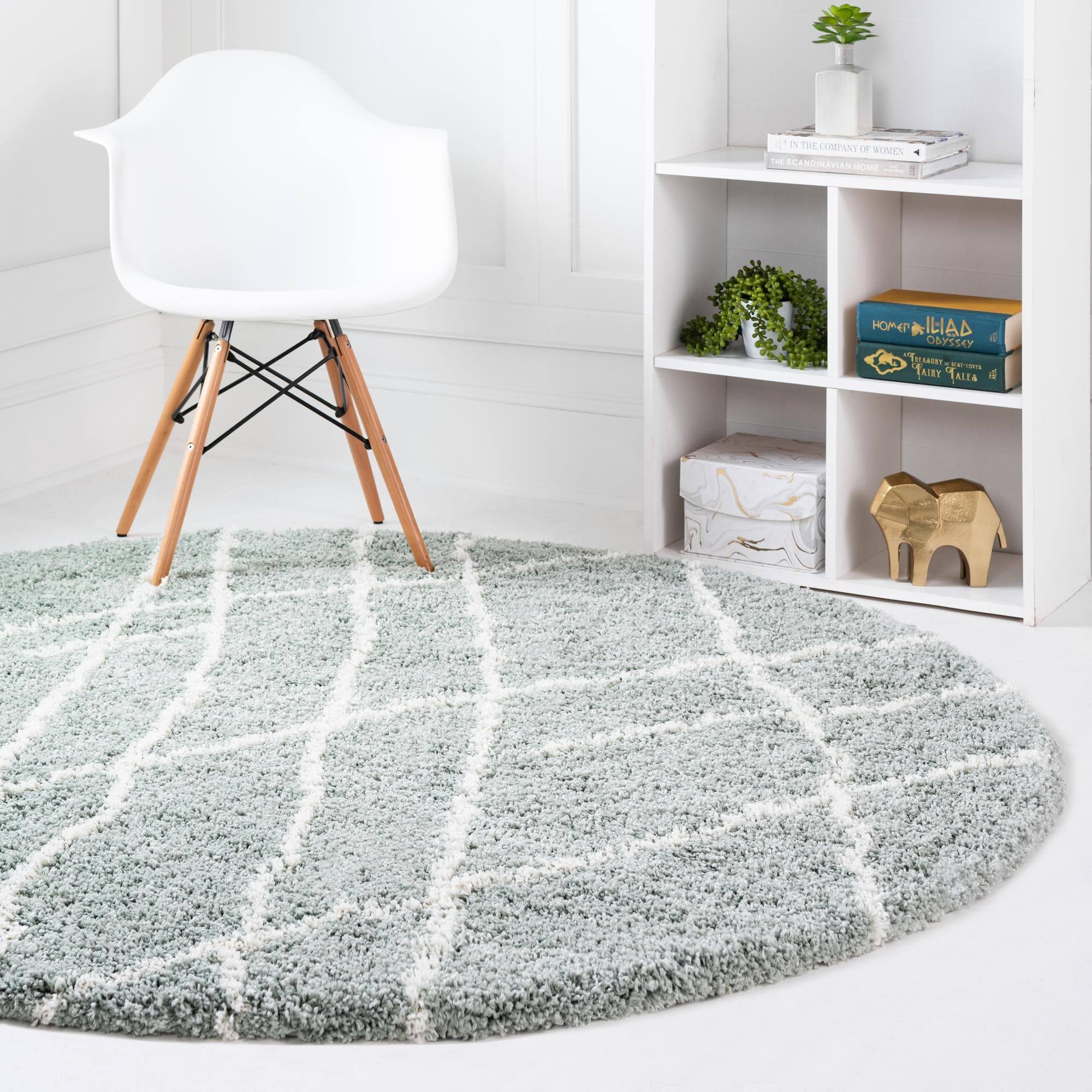 Soft Touch Shag Sage Green 5 ft Round Round Area 7XGC9E_PS5O