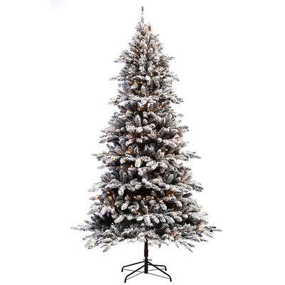 Pre-Lit Flocked Green Fir Artificial Christmas Tree The Holiday Aisle Size: 6.5' PJBIAZ_IZUI