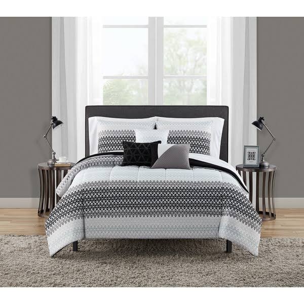 Mainstays King 10-Piece Reversible Ombre Triangle Bed in A Bag Bedding Set - ONWVB7_CNZG