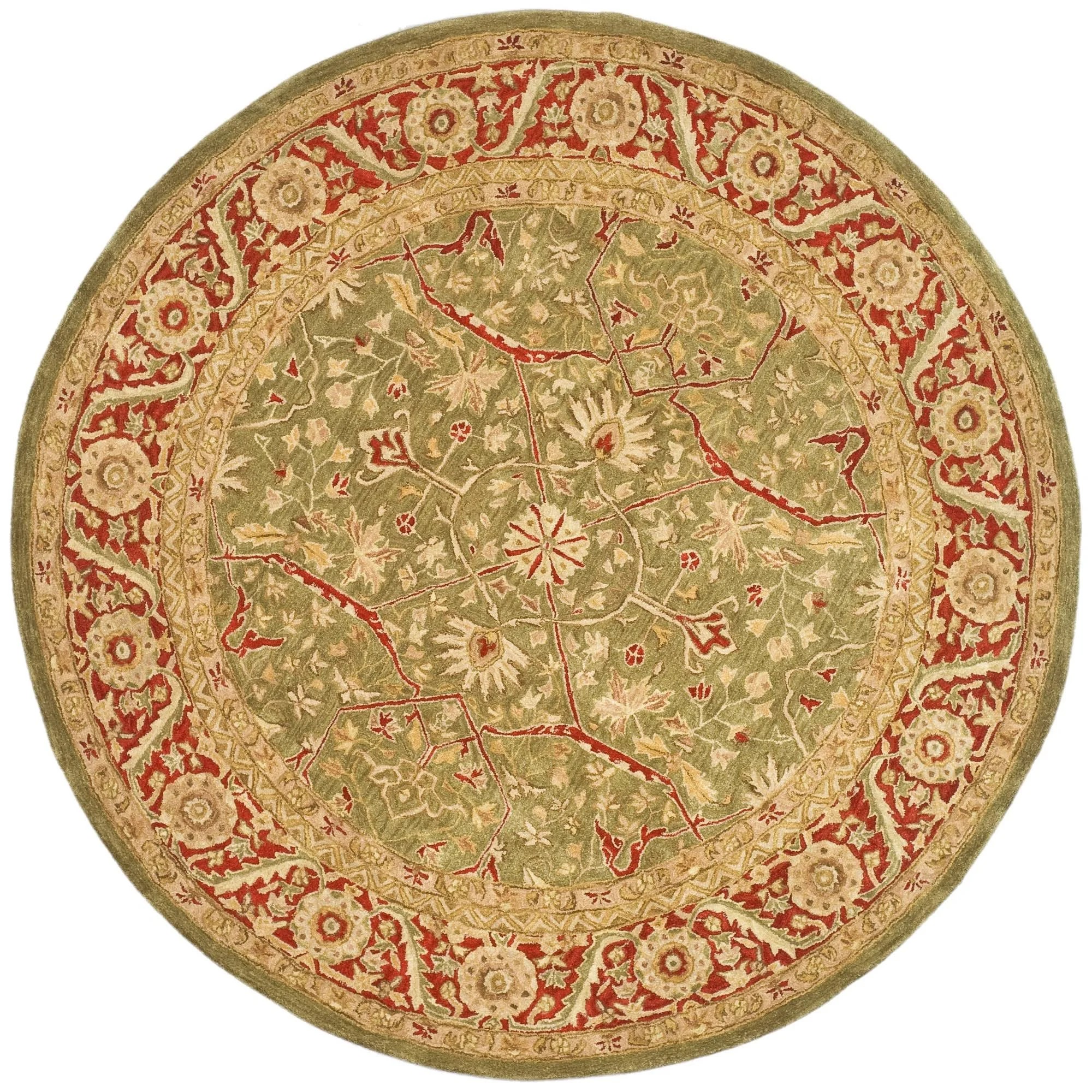 Safavieh Anatolia Green/Red 8 ft. x 8 ft. Round Area H8BTQI_HYAP
