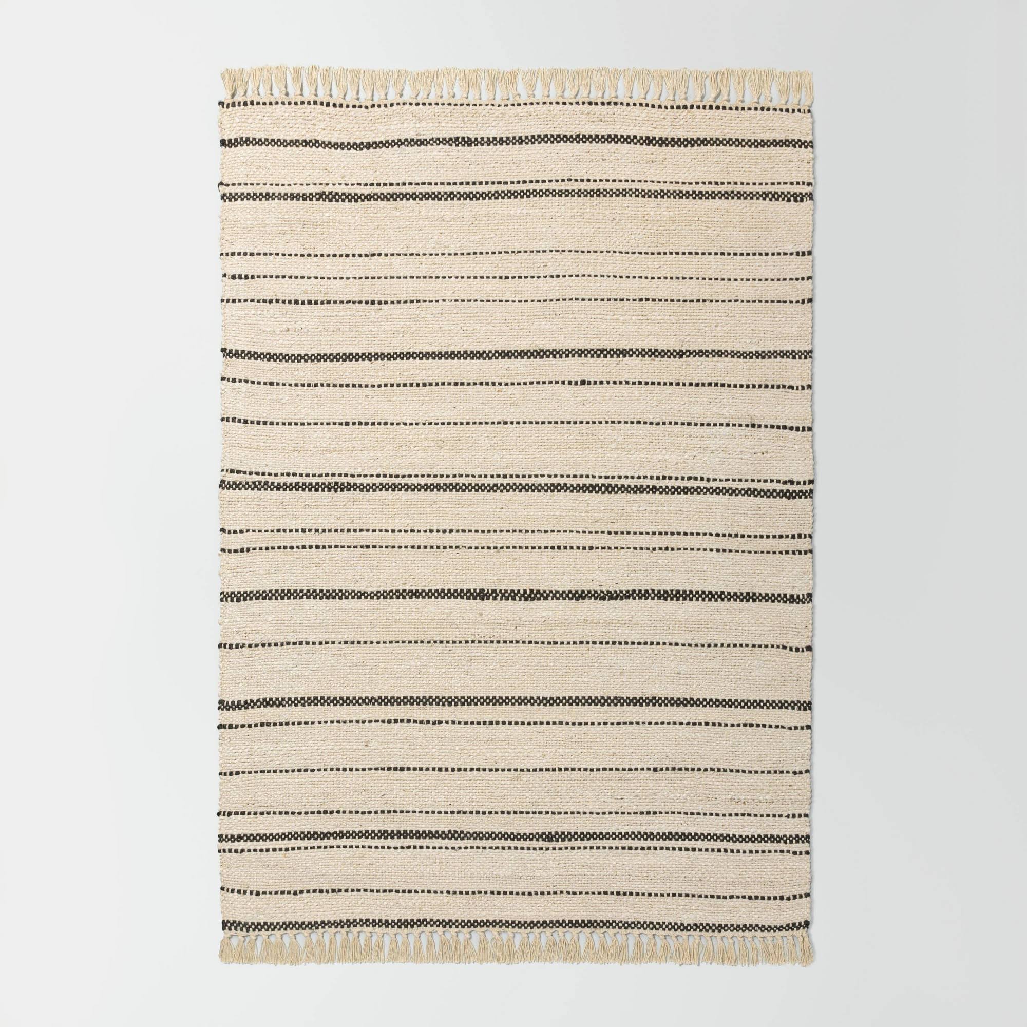 5' x 7' Bleached Jute Variegated Stripe Area Rug Railroad Gray - Hearth Hand with NDWWLZ_A7S3