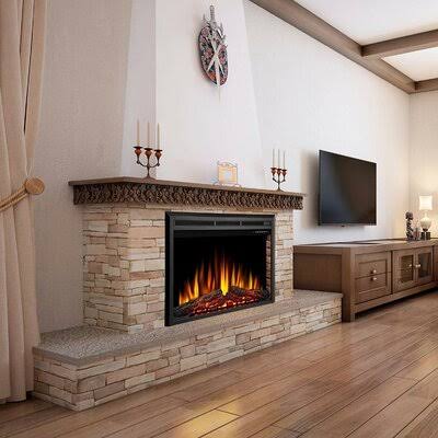 Recessed Wall Mounted Electric Fireplace Insert Ebern Designs Size: 27.01  JSFCWB_STW9