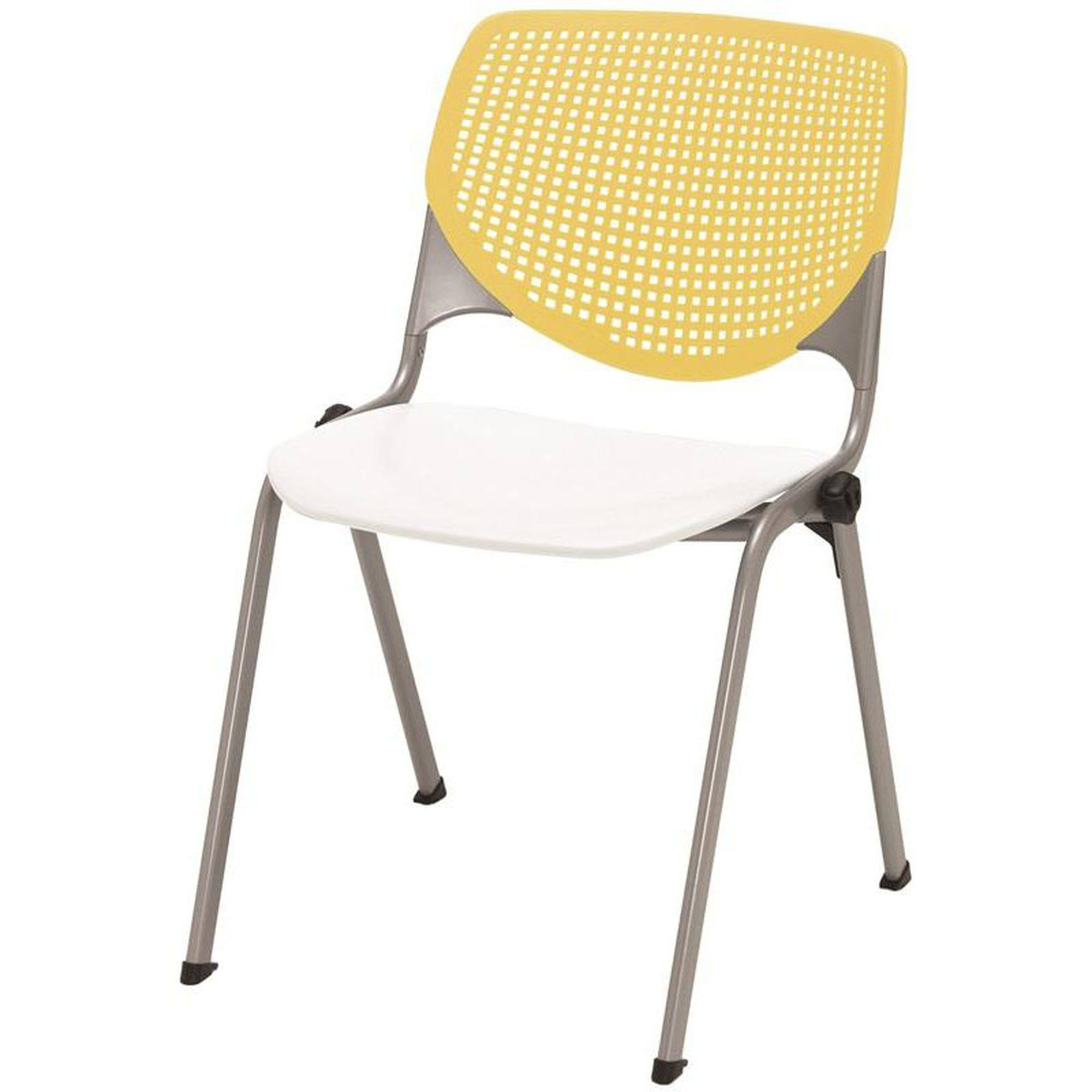 KFI Kool Poly Stack Chair with Perforated Back Yellow Back White RQAILT_BIXN
