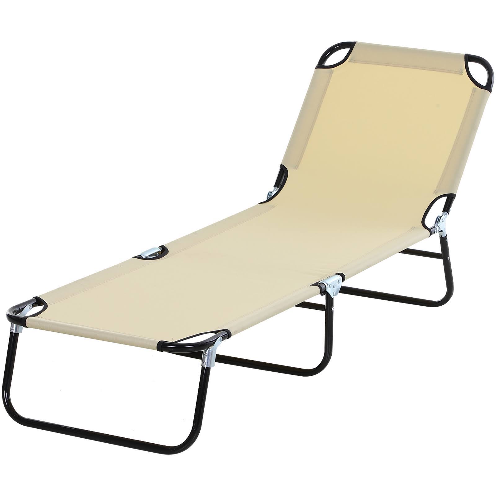 Outsunny 3-Position Poolside Lawn Reclining Beach Chair Chaise Lounge Folding Sun KVMDC0_DHNH