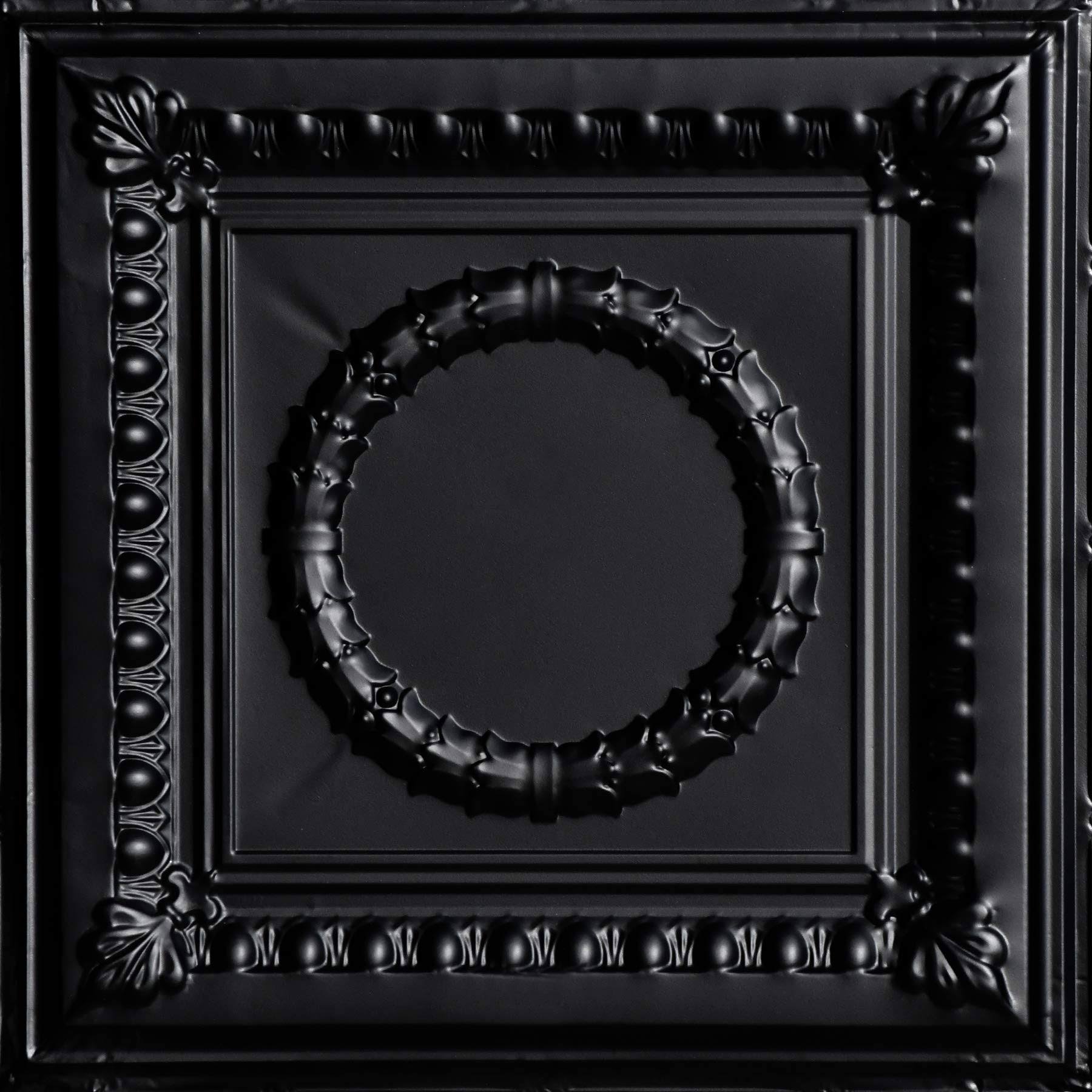 Shanko SKPC503-bk-24x24-D-12 Victory Stamped Metal Ceiling Tile, Satin BWRPCE_5DJ8